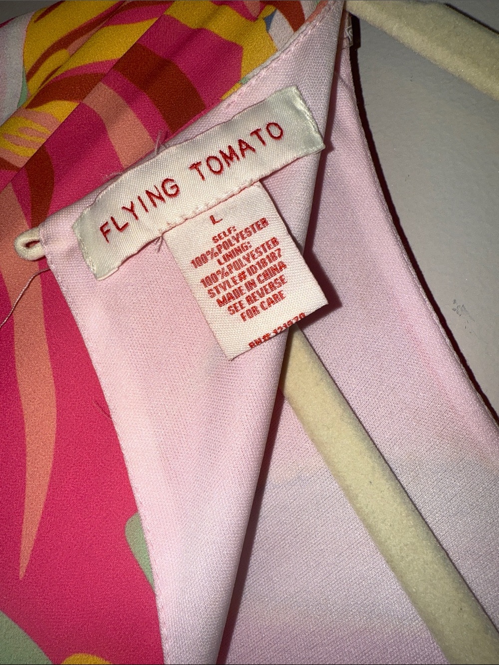 Flying Tomato Pink and Yellow Tropical Print Dress - Picture 3 of 5